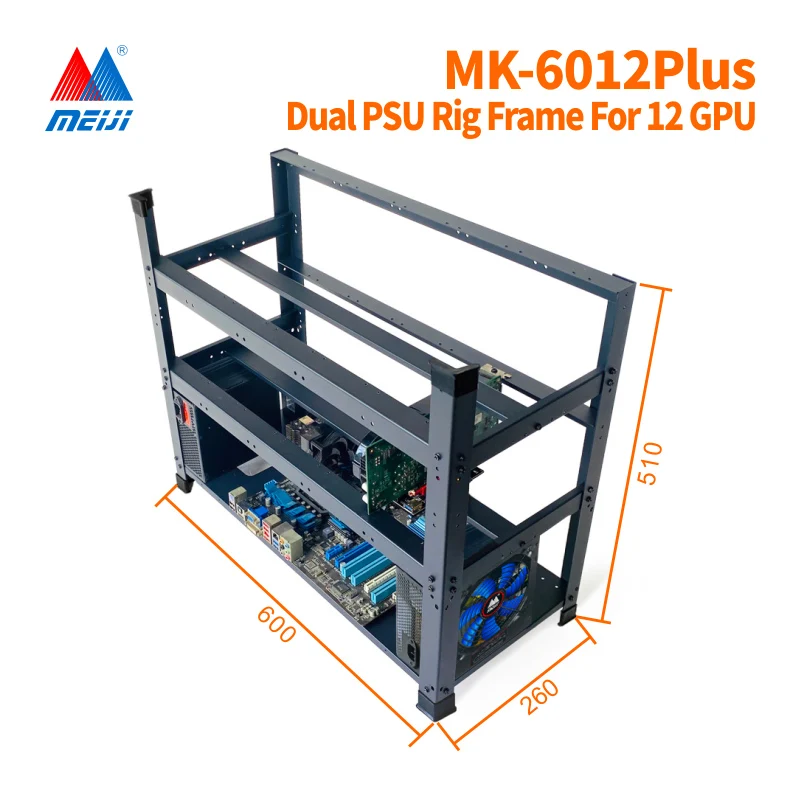 Gaming Server Rack Rig 12GPU Rig Frame Server Case - Easy Install & Save Costs