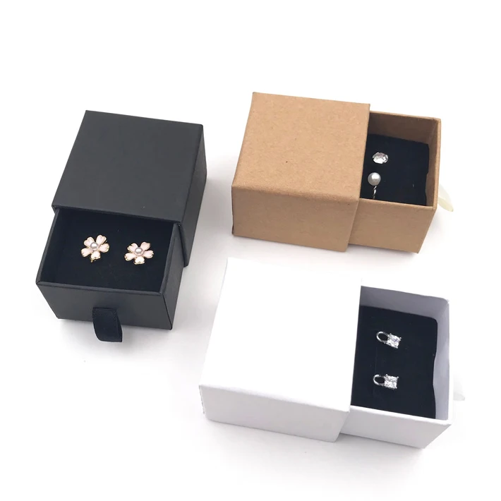 Personalized design drawer box earring bracelet necklace cardboard jewelry box with ribbon