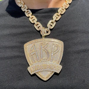 Custom Hip Hop Moissanite Pendant VVS D Color with 925 Silver Gold Plated Letter Shape Link Chain