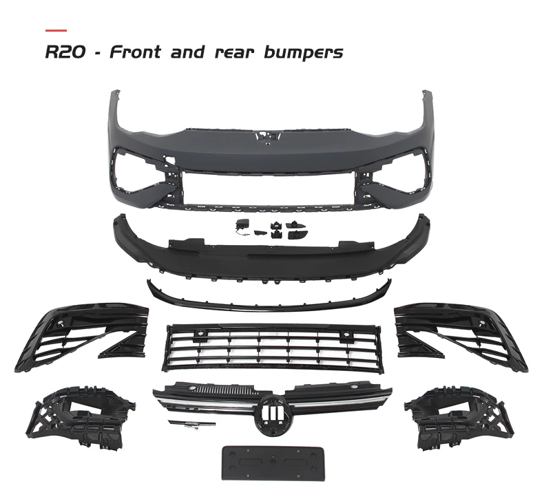 R Style Car Auto Body Kit High Quality Front Bumper With Grill Abs