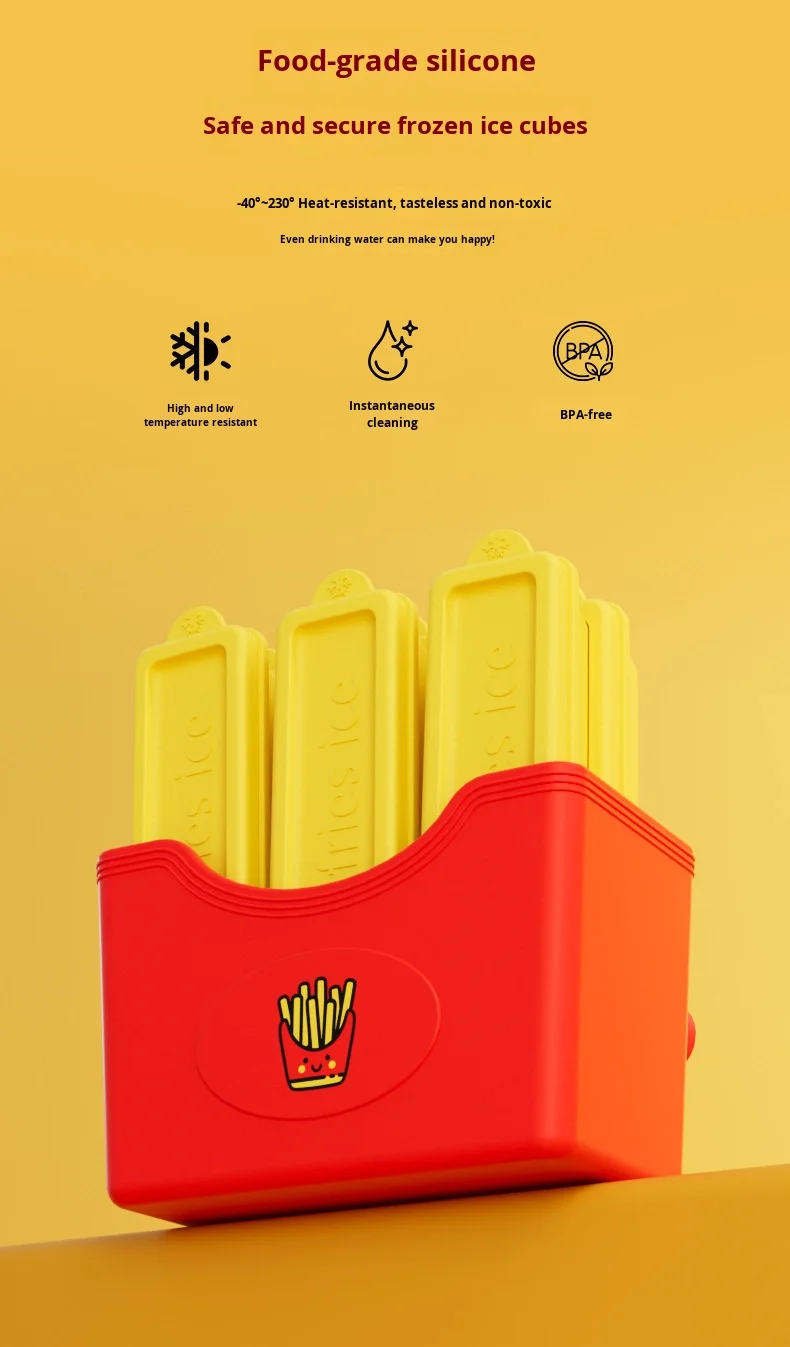 French Fries Shaped Large Square Ice Pillar Mold Household Food Grade Long Stick Ice Cube Maker Silicone Tool for Ice Lolly supplier