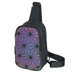 Purse Designer PU Zipper Waterproof Adjustable Geometric Luminous Waist Bag For Women