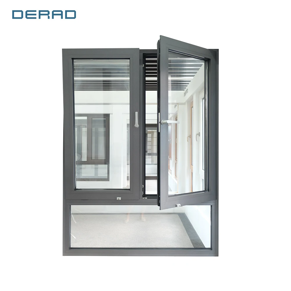 Window Manufacturers Customized Villa Hotel Office Aluminum Tilt & turn Windows with Double Panes Glass details