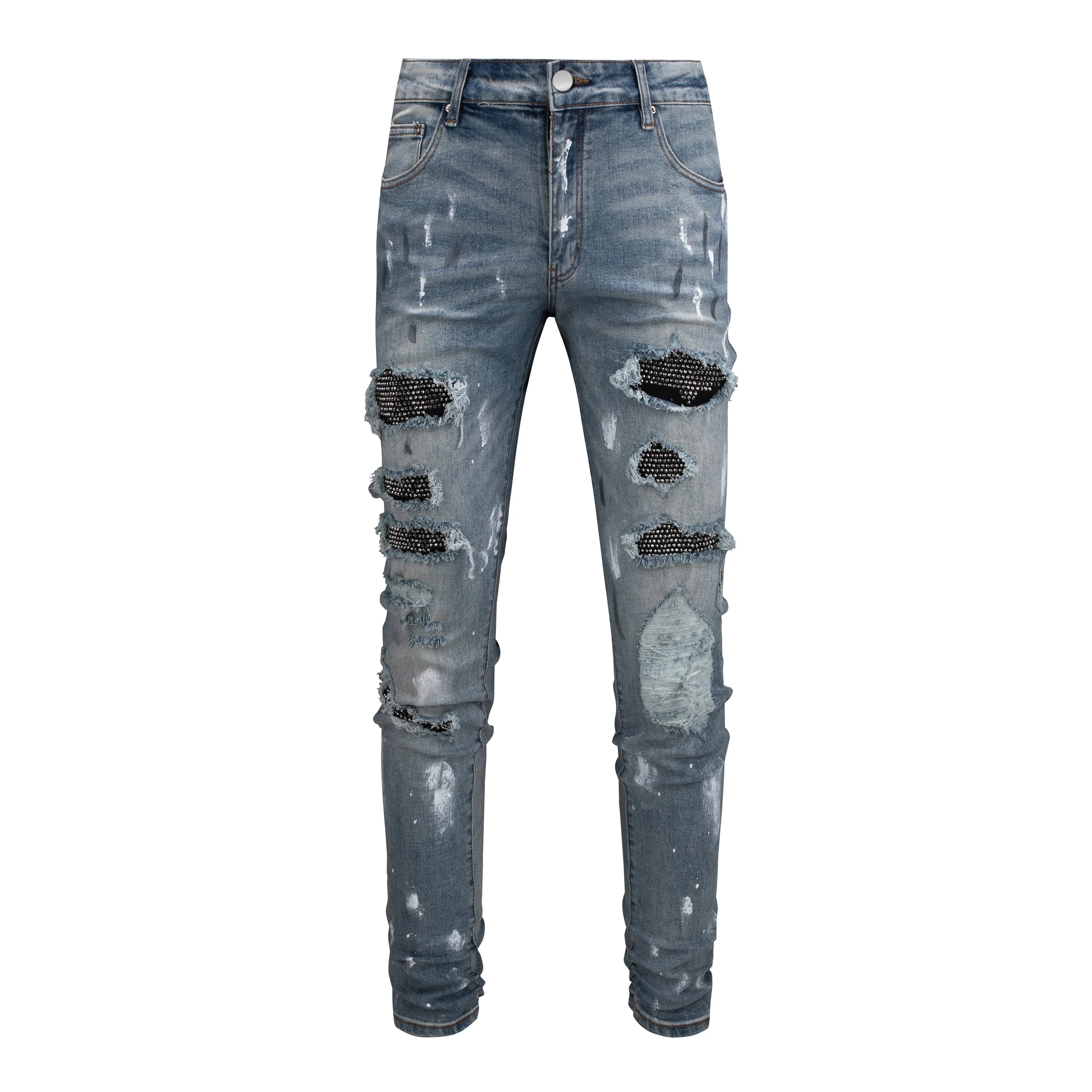 Slim Fit Jeans Stone Washed Ripped Jeans Mens Alessandro Zavetti