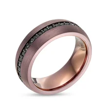 Wholesale Price Luxury Tungsten Carbide Men Ring Fashion Rings Cz Black Inlay Wedding Band Ring for Men