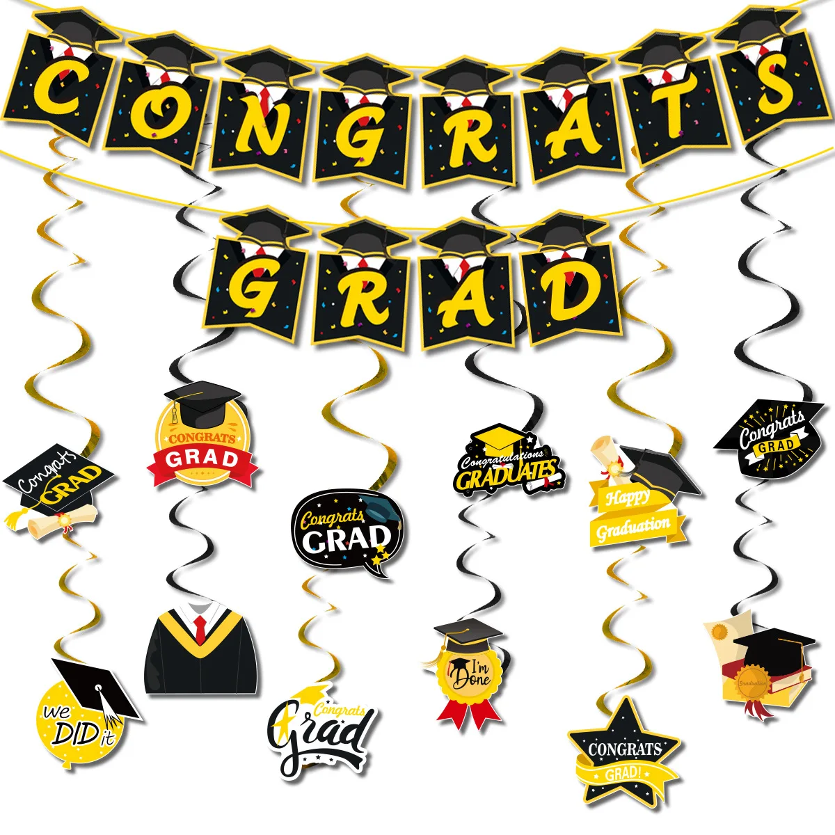 2025 Party Supplies Class Of 2025 Graduation Decorations - Black & Gold ...