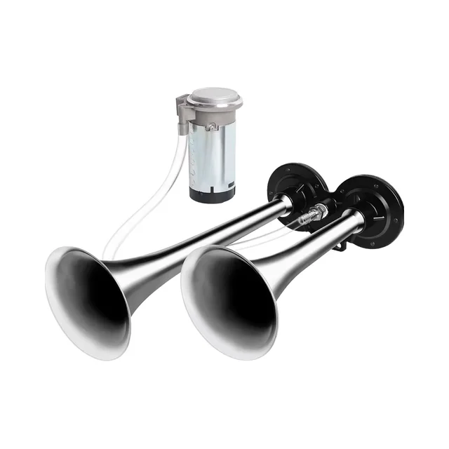 Sports Style 12V Air Horn Stainless Steel Truck Boat Train Auto Sound Signal Vents on Bumper Type Car Horn