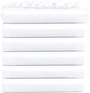 300 Thread Count Poly Cotton Fitted Sheet White Hotel Grade All Around Elastic 5 Star Quality Durable
