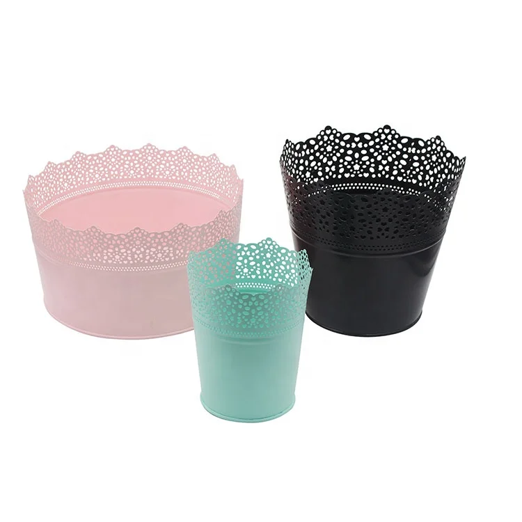 Декоративный полый кружевной держатель для хранения карандашей Металлический горшок для растений Железный цветочный плантатор оцинкованное ведро для цветов