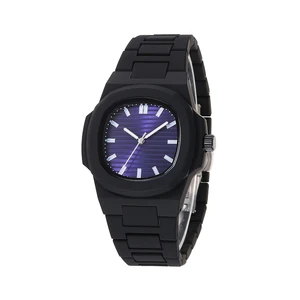 New style Fashion Custom round Luminous Black Silicon Watch Sport Polycarbon Quartz Watch for Men Relojes