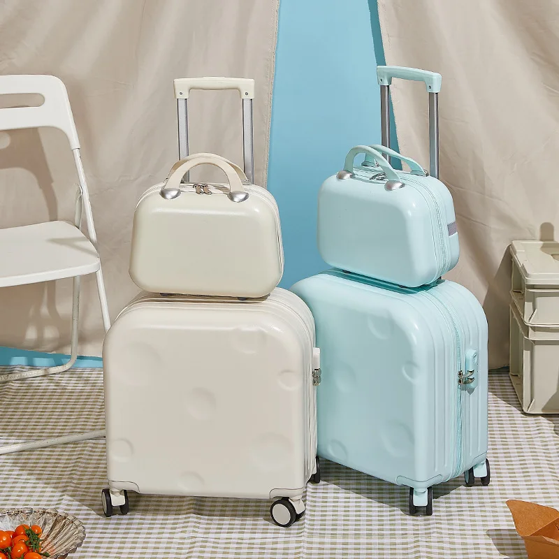 Carry on Size 18-Inch Candy Color ABS Makeup Bag with Zipper Closure Travel  Trolley Suitcase for Cosmetics