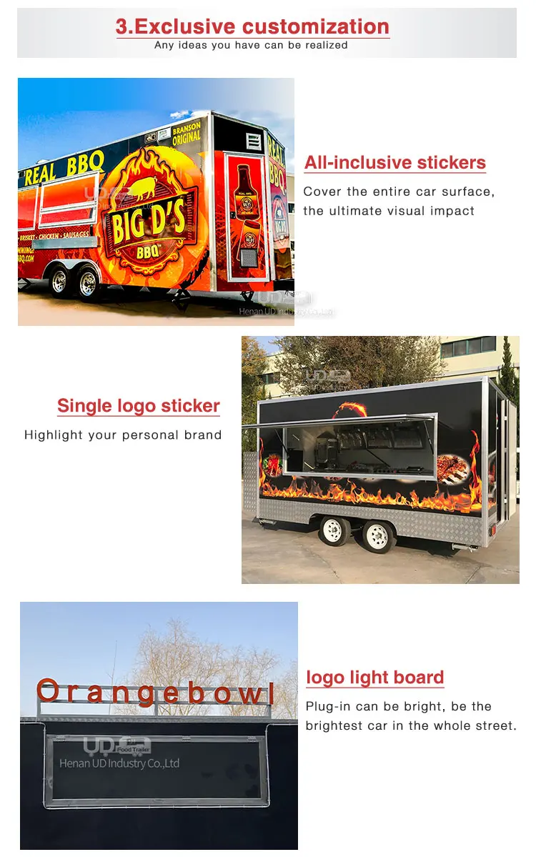 Durable Concession Trailer Fully Equipped Street Food Cart With Grills