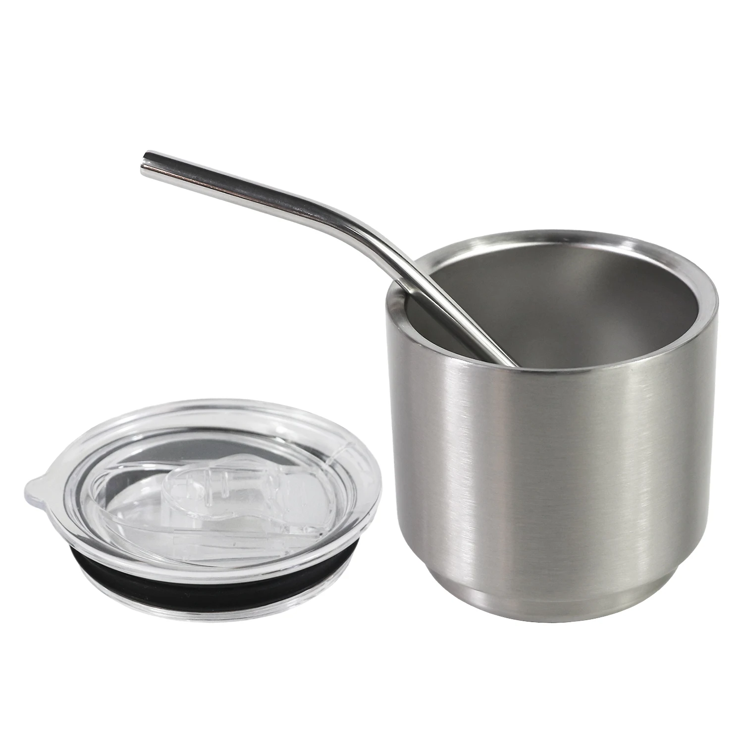 Reusable Sauce Cup Stainless Steel 4oz Ice Cream Cup With Lid And Straw