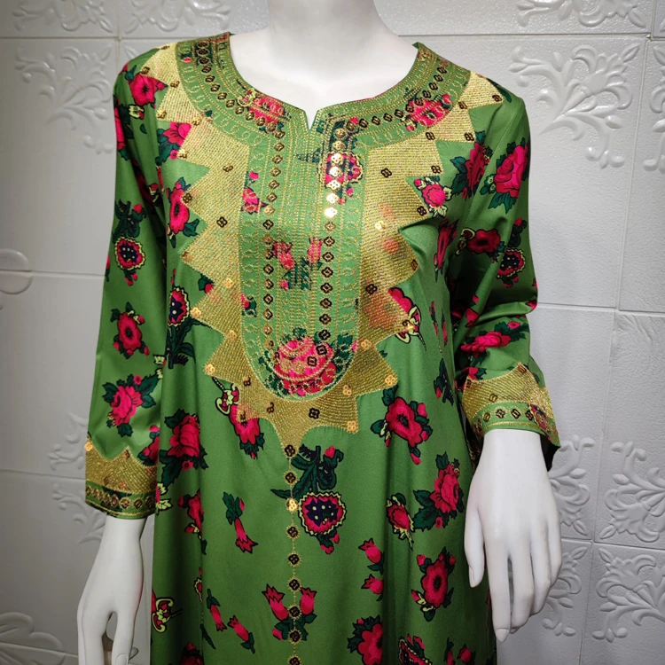 Aibaowedding Vestido Musulmán Verde Esmeralda: Elegancia De Dubai Para Bodas Y Noches Especiales – Caftán Turco Con Bordados Dorados (Talla L)
