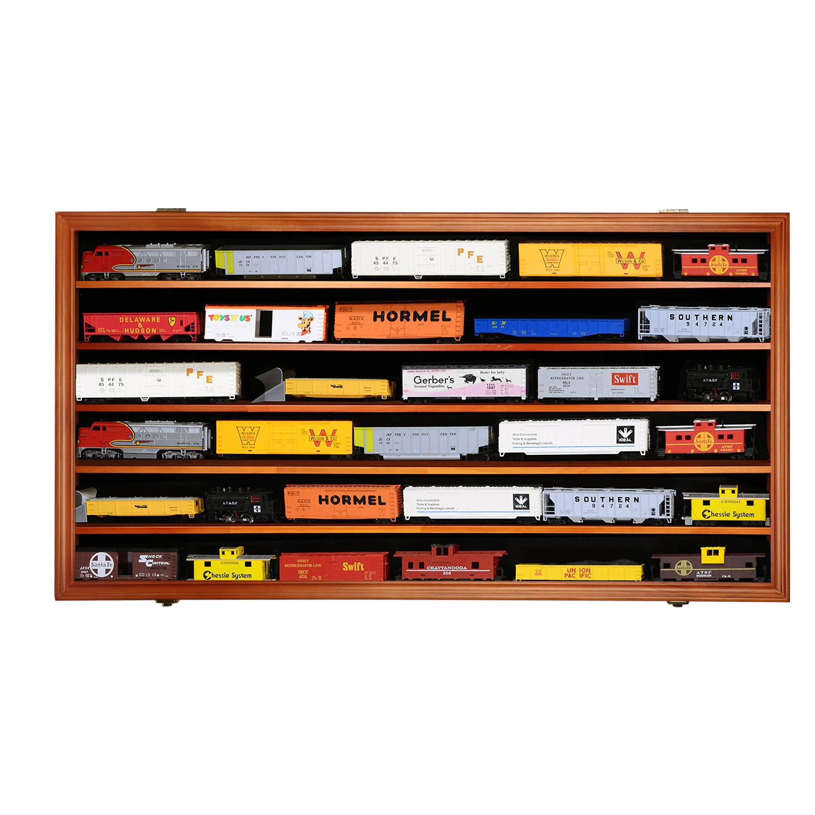98% UV Protection Model Train Display Case Cabinet Wall Mounted with Removable Shelves for Train Collection