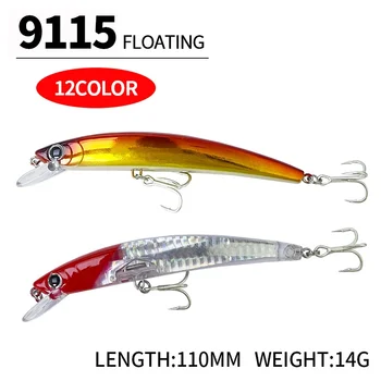 Cheery Lure 11cm/14g Floating Minnow Artificial Hard Bait Stainless Steel With Hooks Sea Fishing Long Distance Throwing Bionic – Minnow – view 5