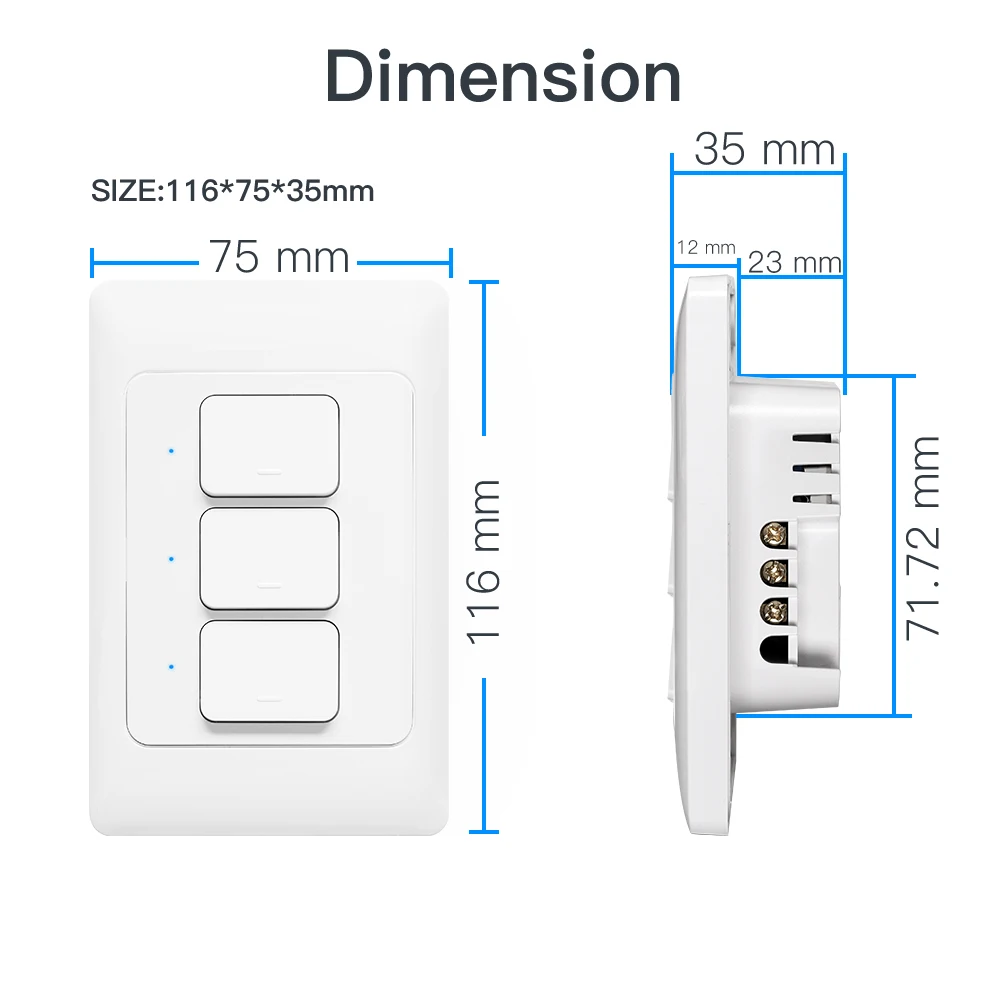 Tuya Zigbee Push Button Light Switch Smart Things Control US AU Physical Mechanical Wall Switches Push Button Interruptor