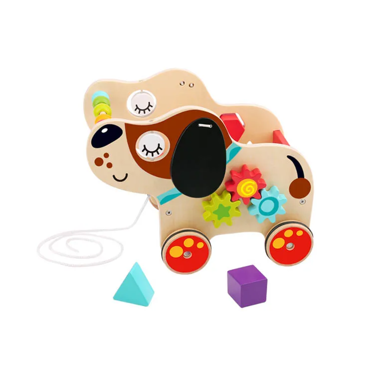 wooden pull along dog