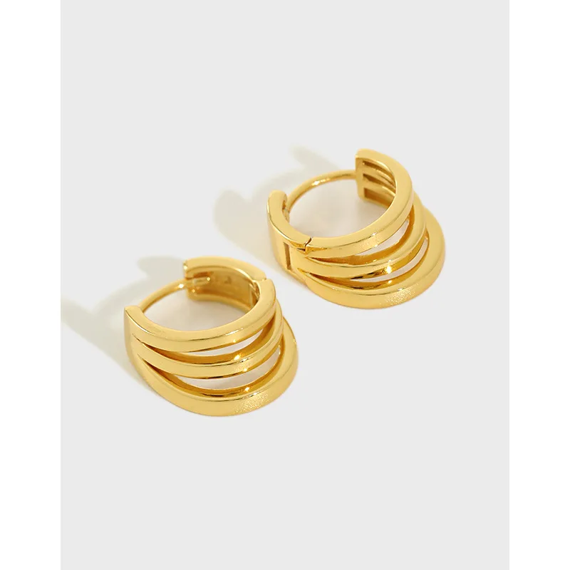 Custom Women Fashion Designer 925 Sterling Silver Gold plated hoop earrings(图1)
