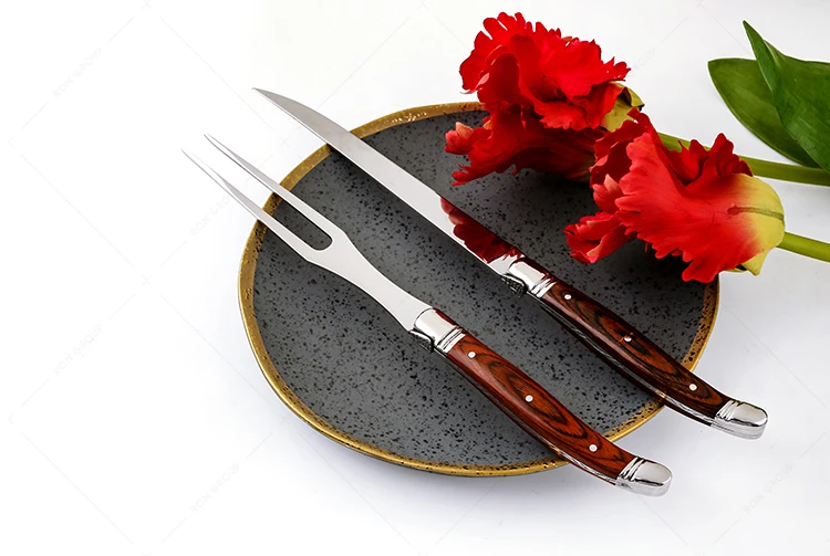 wholesale High end restaurant serving table Eco Friendly Steak Knife Flatware Set Stainless Steel Cutlery with Wood Handle