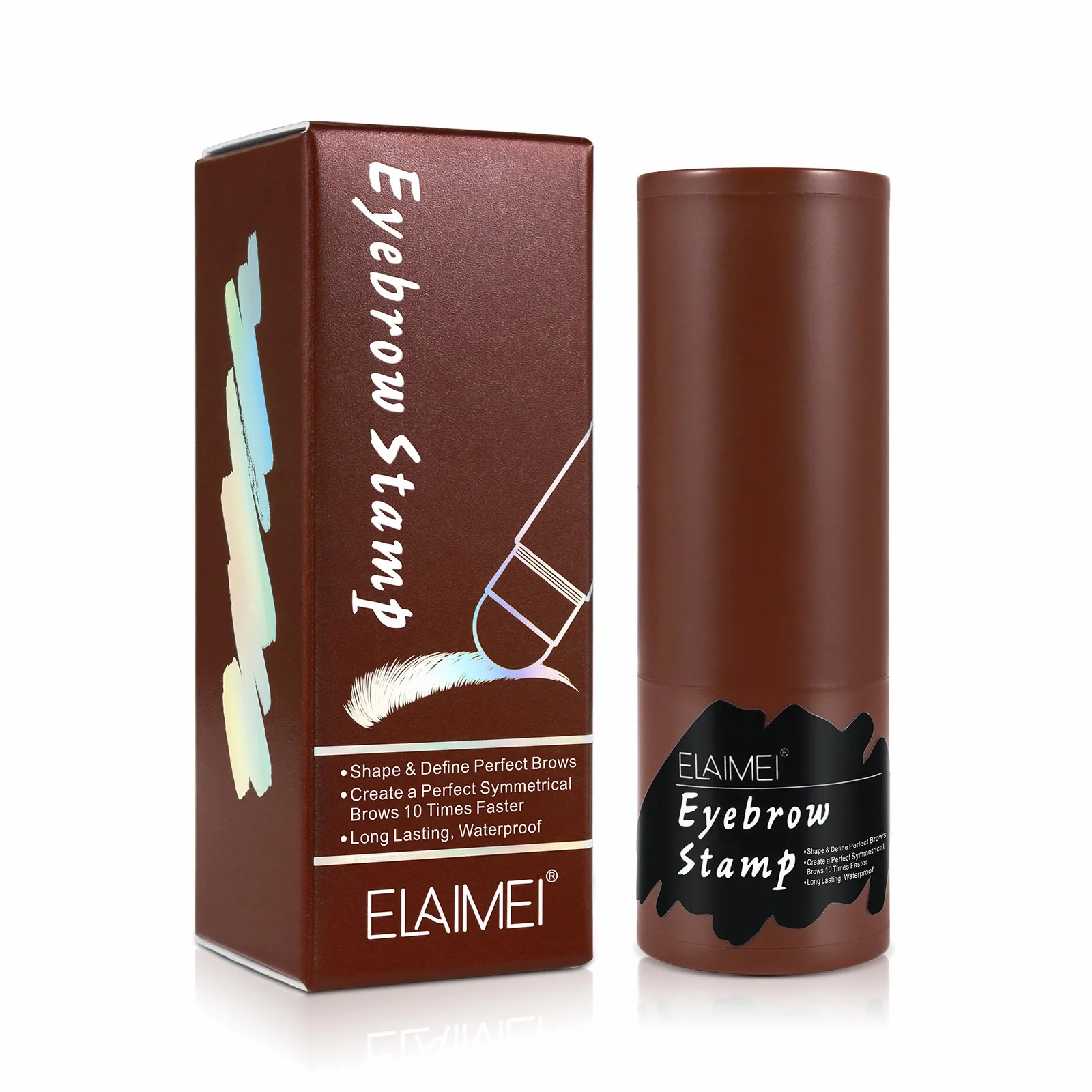 ELAIMEI   Waterproof One Step Brow Stamp Shaping Kit Eyebrow Powder Stamp Brow Stencil and Stamp