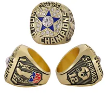 Custom NFL 1971 Dallas Football Cowboys Championship Ring Gold Silver Men's Alloy Ring Wholesale Custom Wooden Box