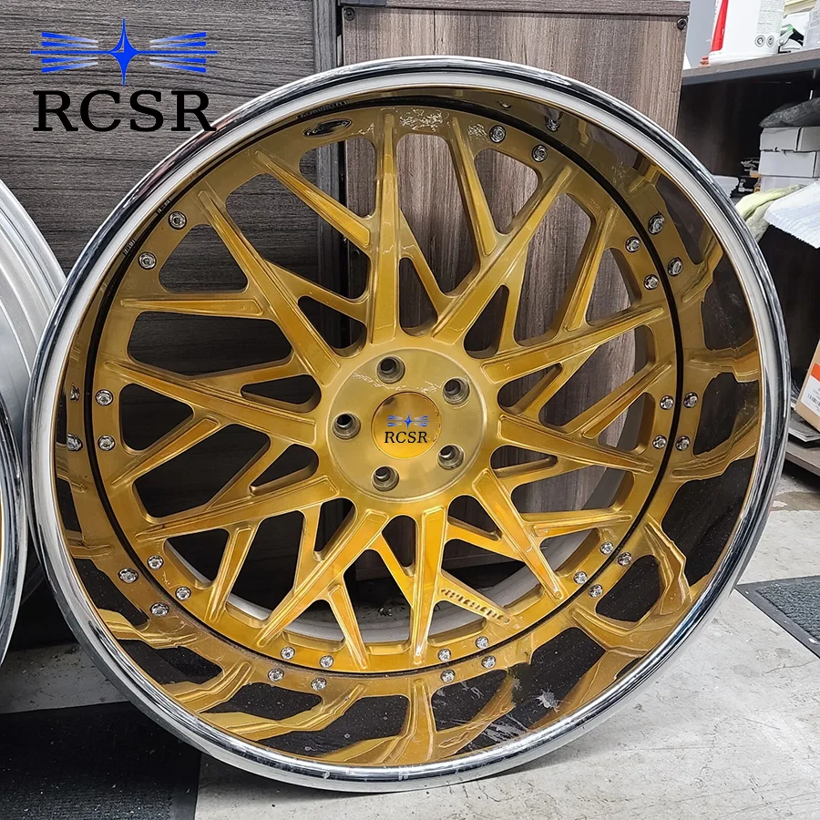 Rcsr New 24 26 28 Inch Deep Dish 2-Piece Sliver Polished Design 5x112 5x114.3 5x120 6x139.7 Forged