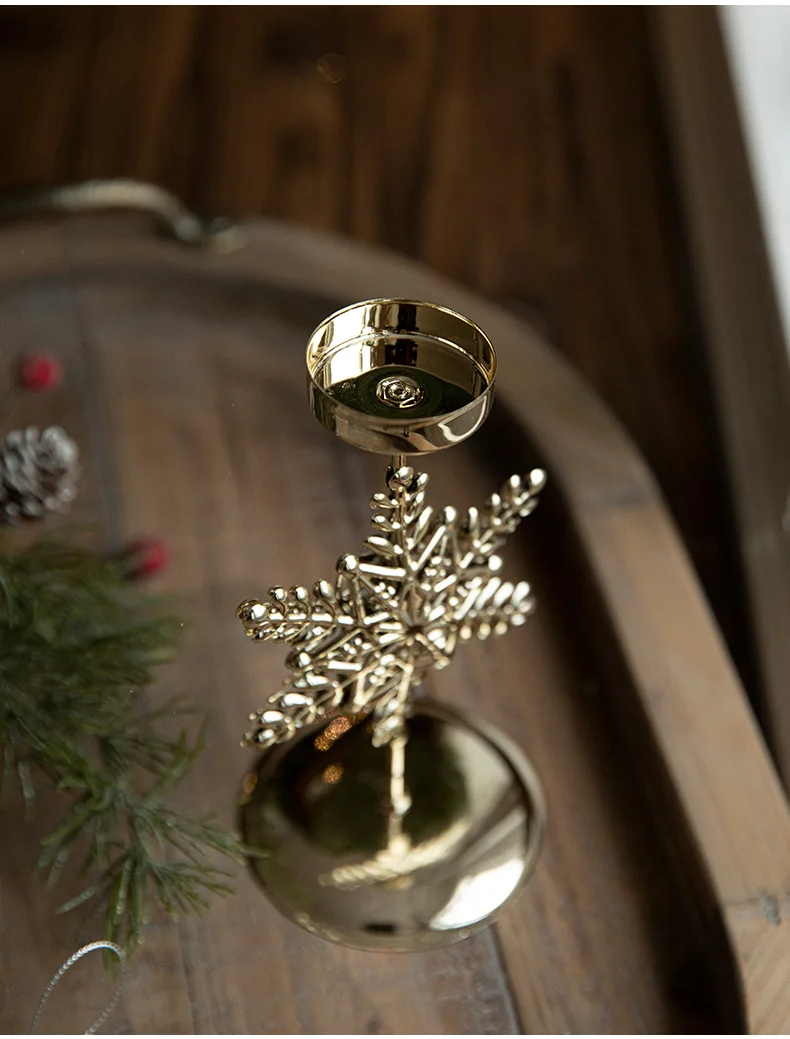 product minimalist christmas home decoration candle holder ornaments metal crafts iron snowflake xmas tree shape christmas candlesticks-19