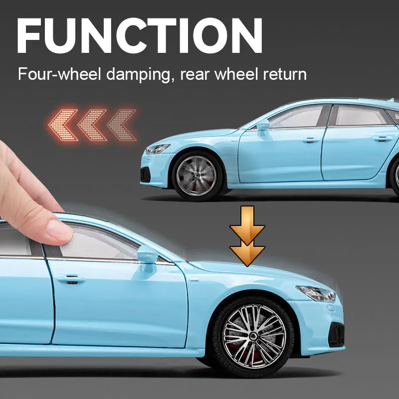 Simulation 1:24  A7 Toy Gift for Kids with Sound and Light Pullback Die Cast Model Car