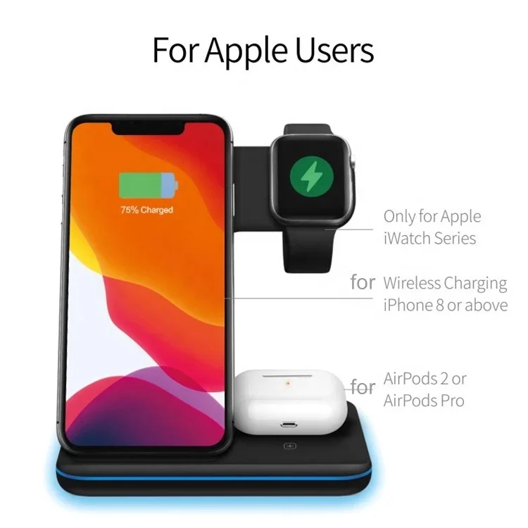 Новинка 2022, 15 Вт держатель для беспроводного зарядного устройства 3 в 1 с функцией умных часов и наушников