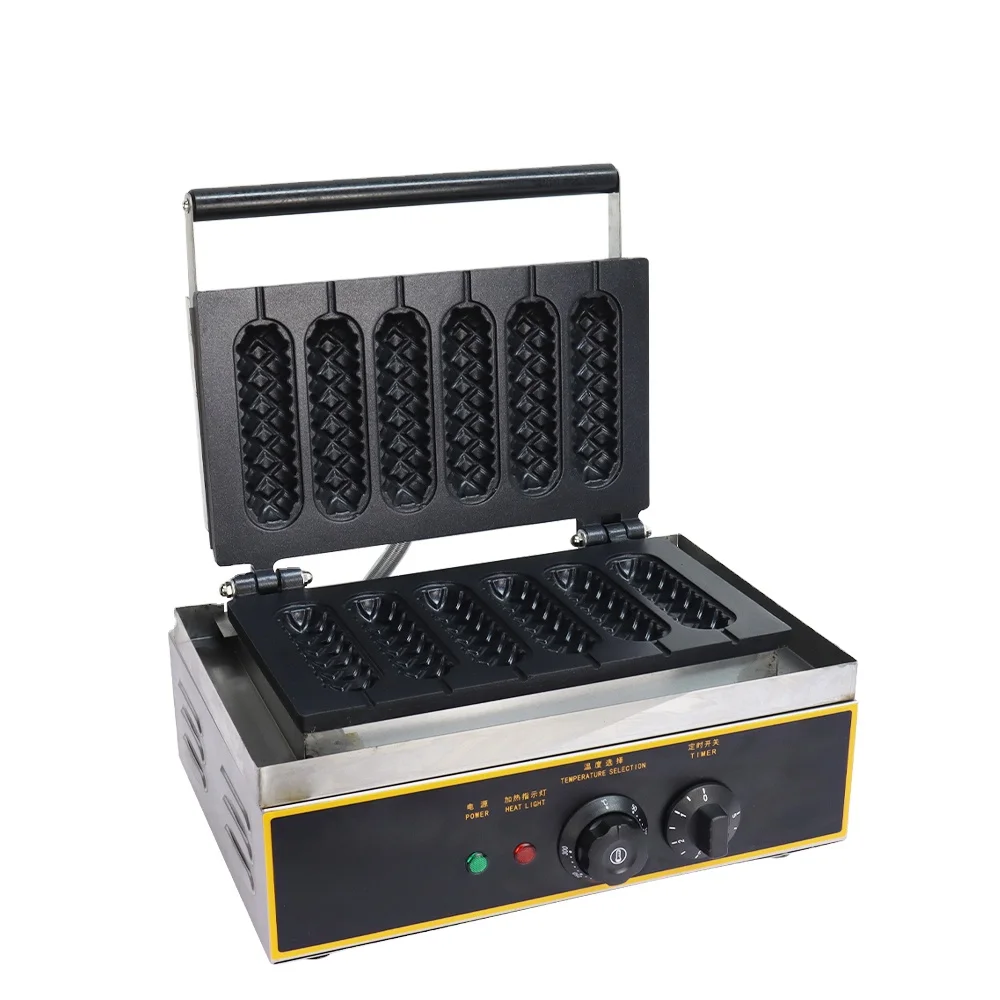 Professional Commercial Snack Crispy Hot Dog Grill 6 Hot Dog Waffle Maker Iron Hot Dog Waffle Making Machines