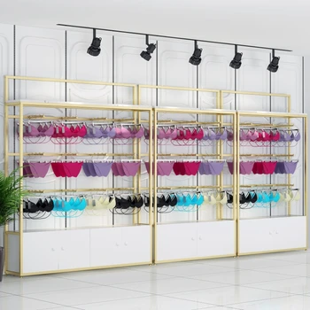 Wholesale Boutique Shop Gold Color Stainless Steel Rack Metal Lingerie Store Display Rack