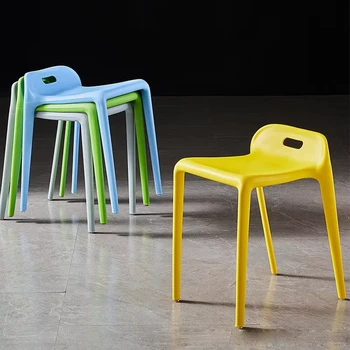 Thickened Plastic Dining Stools Home Living Room Dining High Stools Simple Modern Stools Square Restaurant