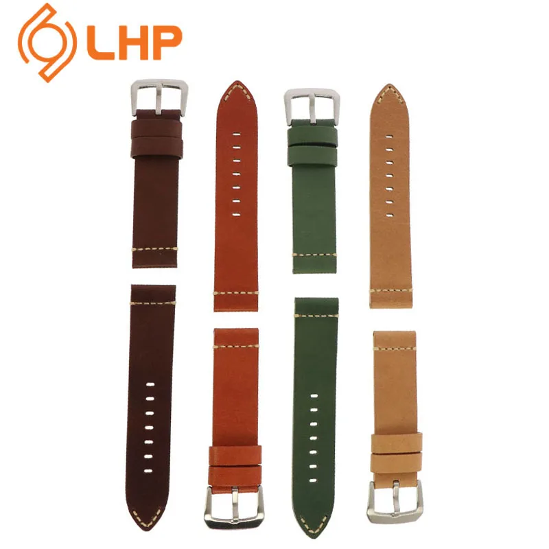 Custom Logo Fashion Watch Leather Strap Black Brown Red Leather Strap
