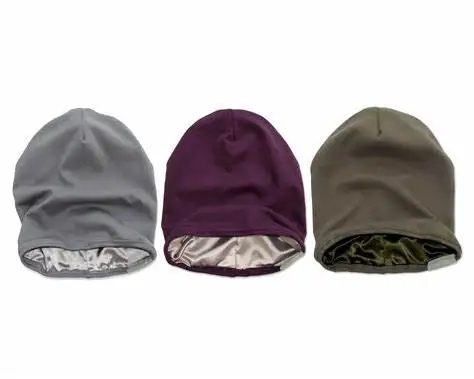 Damen Bio-Bambus-Baumwoll-Seiden-Satin-Geftterte Recycelte  Bambus-Schlafmtze mit Satinfutter