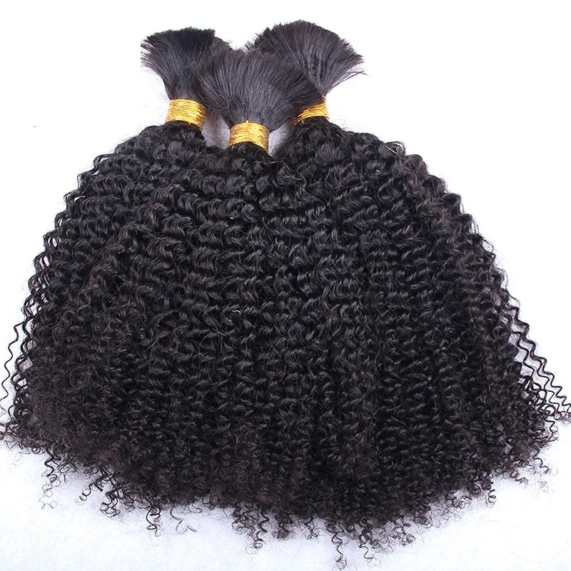 Mongolian Afro Kinky Curly Hair Bundles Braiding Bulk No Weft Long Human Remy Extensions_voghion.com