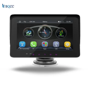 BQCC 7-inch Universal Car Radio Wireless Carplay & Android Auto Portable Car Player Steering Wheel Remote Control With Visor