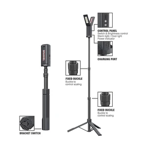 Vertak Rechargeable Battery Power Bright Flashlight Outdoor Camping Lights Flood Flash Light Cordless Tripod Led Work Light