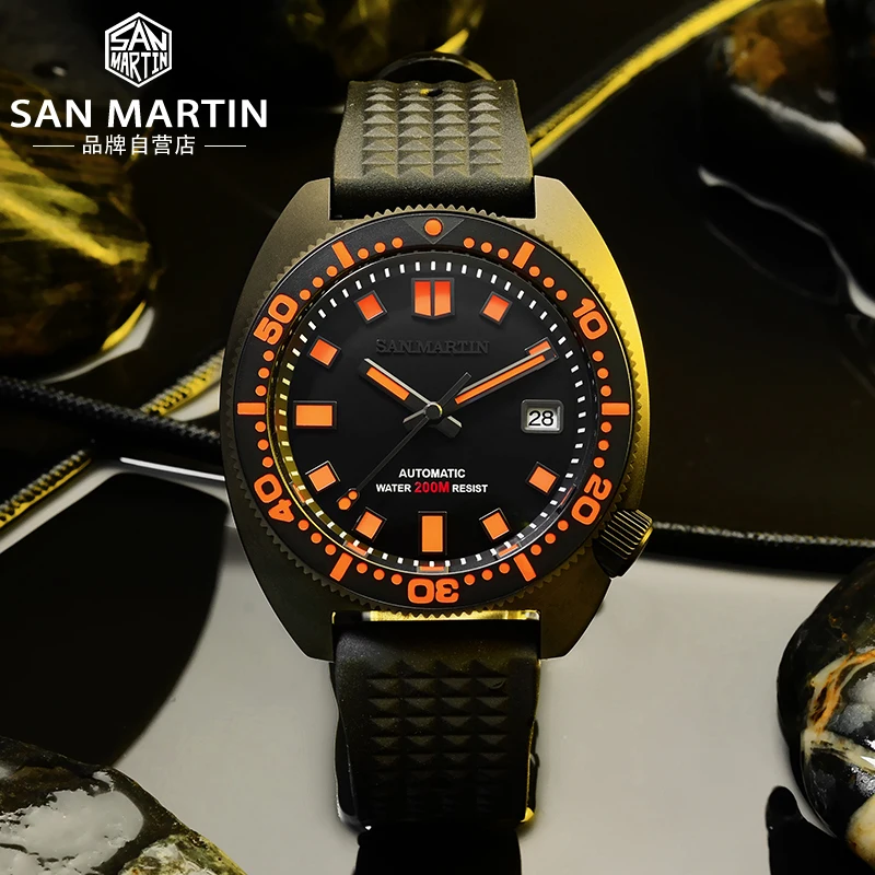 Rts Stock Free Shipment San Martin PVD Black Plated Tuna NH35