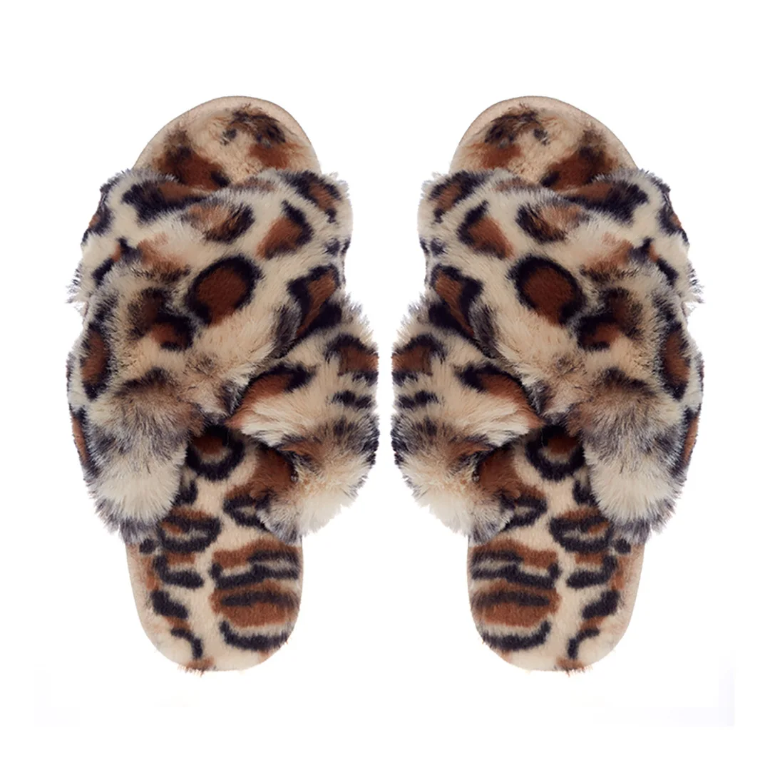 leopard slide slippers