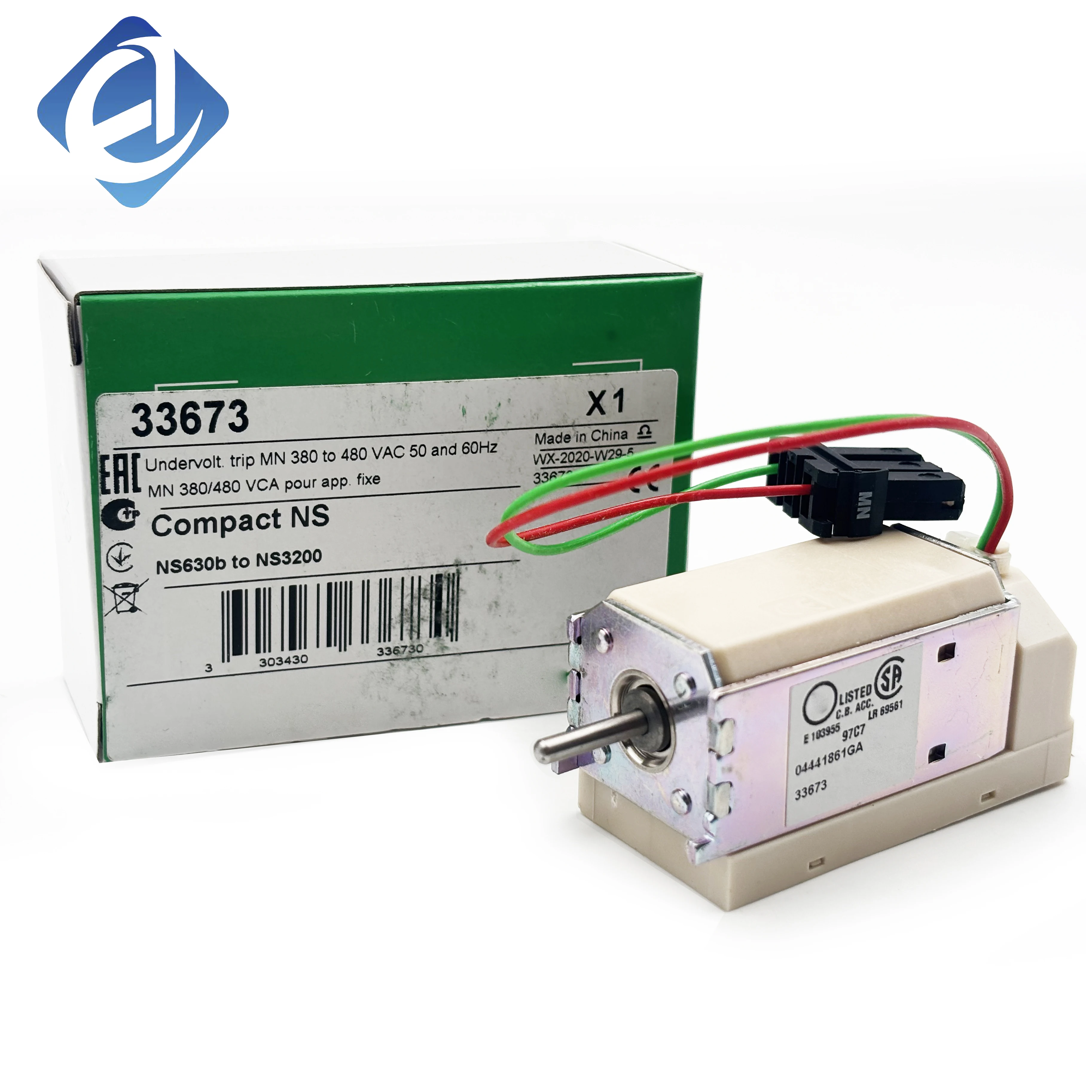New Original 33673 MN series undervoltage release. 380-480V AC 50/60Hz, ensures safe circuit tripping under voltage drop, compatible with ComPacT NS & EasyPact MVS circuit breakers, applied in industrial power distribution & control systems.
