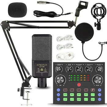 LED BM800 V8S Blogging Microfono gamer MIC Set Desktop Stand USB Wired Recording Condenser Studio Gaming Microphoneone