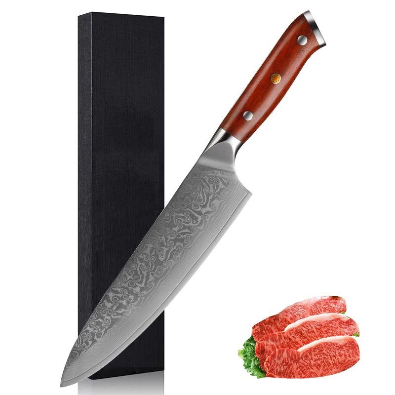 8 Inch Japanese Kitchen Knife 67 Layers Damascus Chef Knife With Resin ...