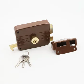 High Security Double Cylinder 120mm Wooden Door Brass Latch Rim Door Lock