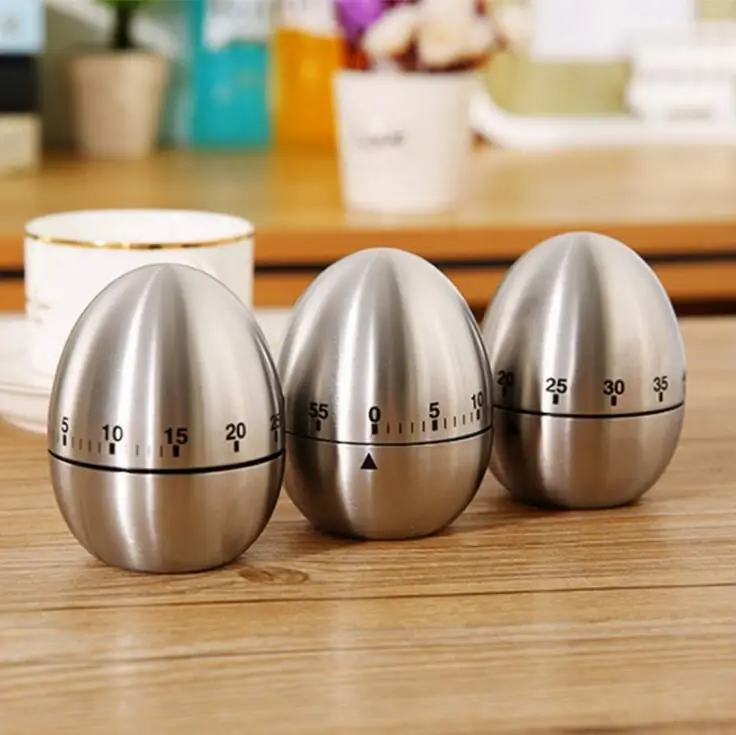 Egg Shaped Stainless Steel Mechanical Twist Timer Kitchen Timer Cooking Tools Mechanical Dial Timer