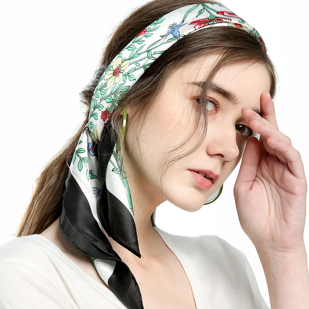 Luxury Fashion Silk Feeling Head Scarf Square Satin Neck Scarf Silk ...
