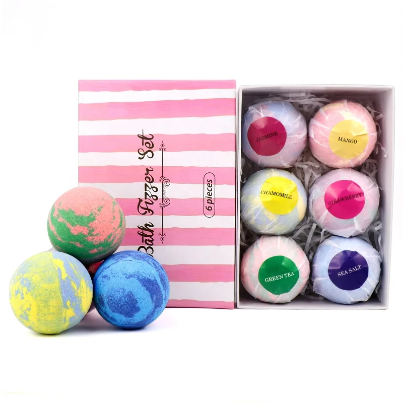 OEM Private Label Custom LOGO Packaging Gift Set Rich Bubble Vegan Natural Organic Colorful Fizzy Bath Bombs
