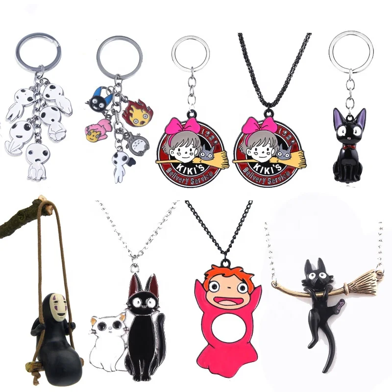 Hayao Miyazaki Anime Movie Black Cat Girl Faceless Man Spirited Away  Jewelry Necklace Keychain - Buy Anime Key Chain,Anime Necklace,Black Cat  Keychain Product on 