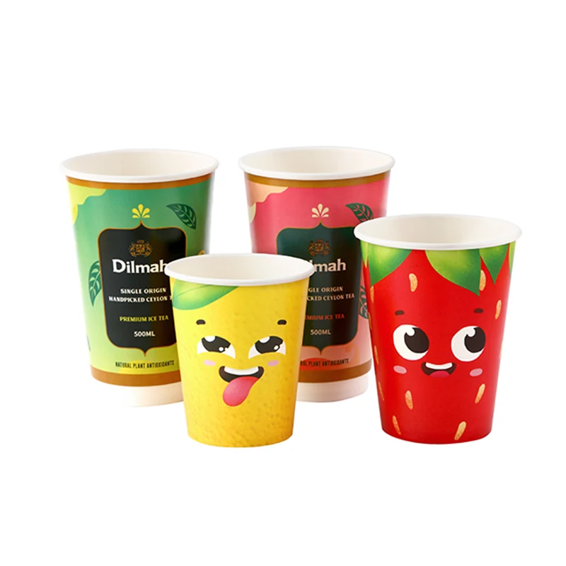 Custom Logo 4oz 16oz Disposable Double Wall Kraft Paper Coffee Cups with Lids for Tea Packaging and Beverage Packing