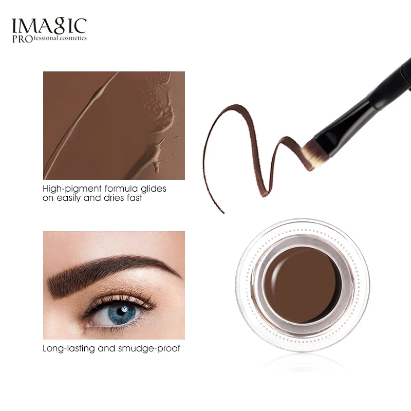 IMAGIC Hot Selling Natural Black Eyebrow Tint Gel Smooth Eyebrow Tattoo Cream Kits with Brush